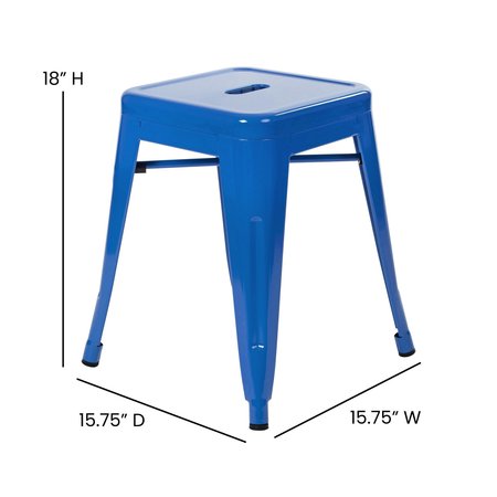 Flash Furniture 4 Pack 18 Inch Royal Blue Metal Stool ET-BT3503-18-BL-GG